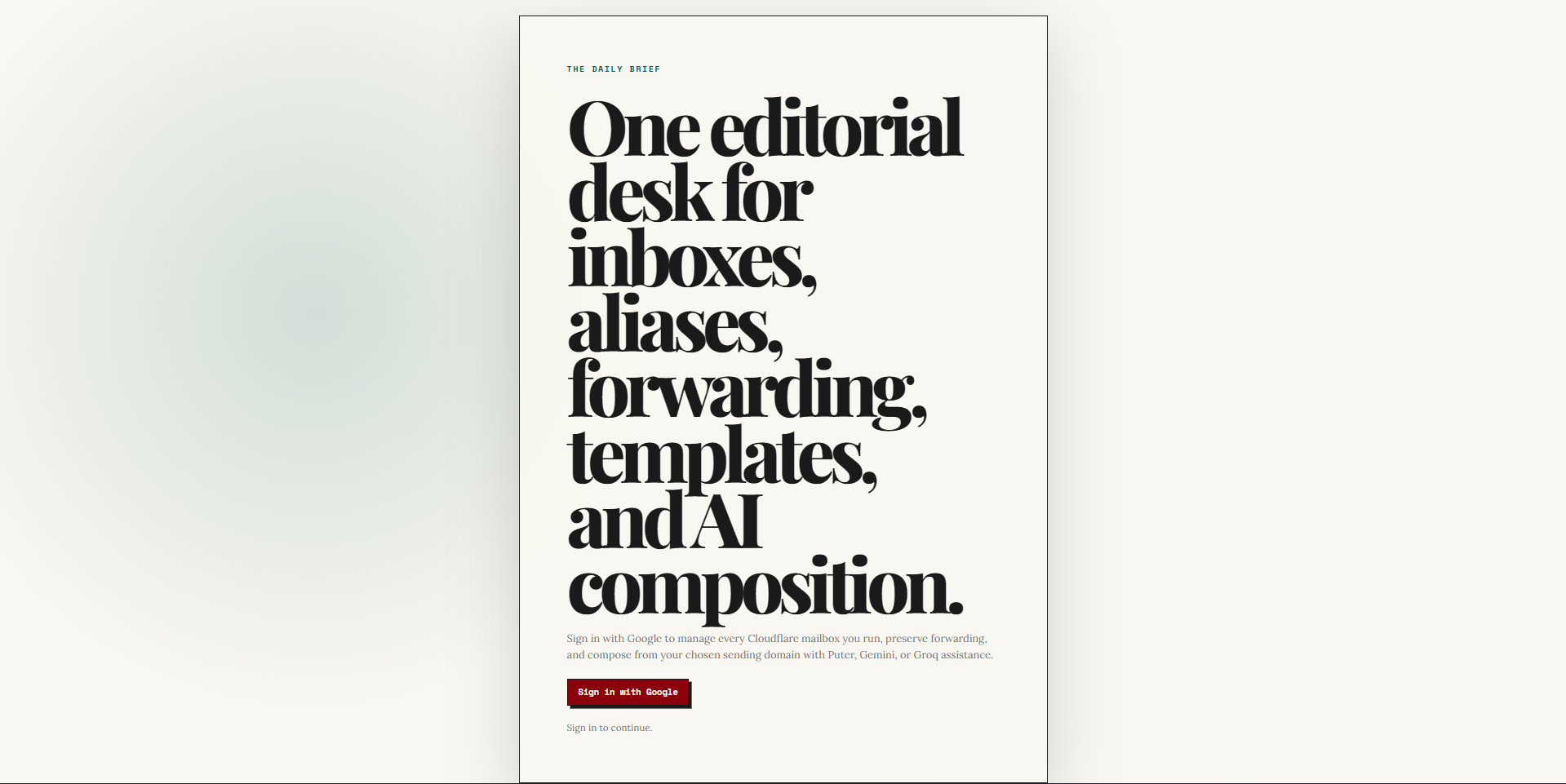 Email Workspace screenshot